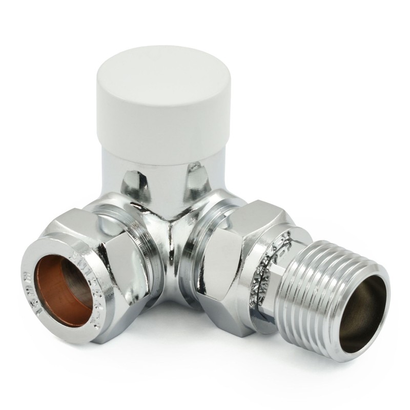Thermostatic Radiator Valve Corner TRV – Style (Chrome & White