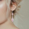 Womens Rose Quartz Stone Drop Earrings,Handmade Long Vertical Bar Geometric