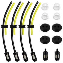 Strimmer Fuel Hose Pipe, Universal Petrol Hose Set, 14 Pcs Lawn Mower Fuel Hose Parts, Replacement Strimmer Fuel Pipe, Fuel Line for Petrol Strimmer, Rubber Fuel Line Hose for Lawnmower