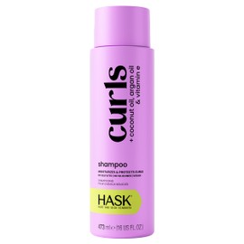 HASK, Curls  Argan Coconut  Vitamin E Oils, Shampoo, Hidrata y Define Rizos, Control Frizz, Limpieza Suave, 473 ML                                    
