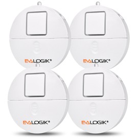 EVA LOGIK Modern Ultra-Thin Window Alarm with Loud 120dB Sound and Vibration Sensors Compatible with Virtually Any Window, Glass Break Alarm Perfect for Home, Office, Dorm Room- 4 Pack