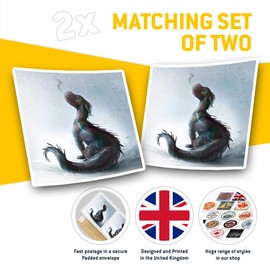 Square Stickers (Set of 2) 7.5cm - Cute Baby Dragon Kids Fun Fun Decals for Laptops,Tablets,Luggage,Scrap Booking,Fridges, #2014