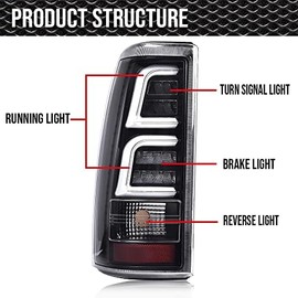 CNNELL LED Tube Tail Lights Brake Lamps Compatible with Chevy Silverado/GMC 1999 2000 2001 2002 1500 2500 3500 1500 HD 2500 HD GM2800186 GM2801186