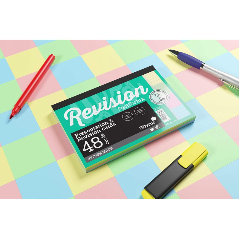 Luxpad A6 Gluebound Revision & Presentation Cards - Assorted Colours.