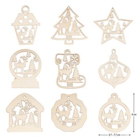 Ideen mit Herz Wooden Decoration | Wooden Motifs | Winter Scenes | Table Decoration | 63 Pieces | 9 Different Designs, 7 Pieces Each