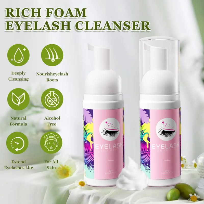 Shampoo Espuma Para Pestañas Y Brocha Para Extensiones Kit Verde