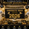 2026 Graduation Decorations Set, Gold and Black Party Supplies -