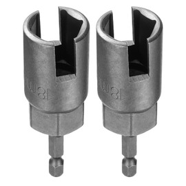 sourcing map 2pcs H18 Wing Nut Driver 18mm Metric 6-Points Socket 1/4" Hex Shank Power Deep Slot Wing Nut Drill Bit CR-V Steel Wrench Impact Driver Tool for Panel Nuts Bolts Screw Eyes