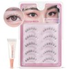 Natural False Eyelashes, Corner of Eyes, Thin Transparent Axis, Handmade,