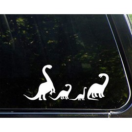Dinosaur Family 2 Kids - White 8-3/4" x 3-1/2" Car Decal