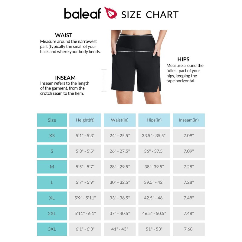 BALEAF Women's Long Knee-Length Quick-Drying Swimming Trunks UV Protection UPF