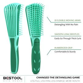 BESTOOL Detangling Brush for Black Natural Hair, Detangler Brush for Natural Black Hair Curly Hair Afro 3/4abc Texture, Faster n Easier Detangle Wet or Dry Hair with No Pain (Green)