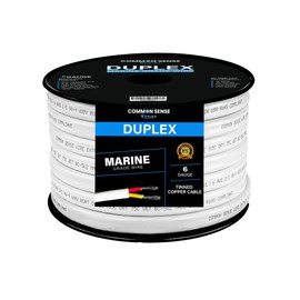 6 Gauge 2 Conductor Marine Wire - 16 ft Duplex Flat Marine Grade Wire Tinned Copper Oxygen-Free Insulated - 6/2 AWG UL 1426 Standard PVC Wire for Boat, Automotive, Speakers, Camper & Trailers