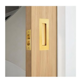 Fihatokus Pocket Door Handles and Edge Pull,4.72 inch Recessed Flush Finger Pulls,304 Stainless Steel Pocket Door Hardware,Gold