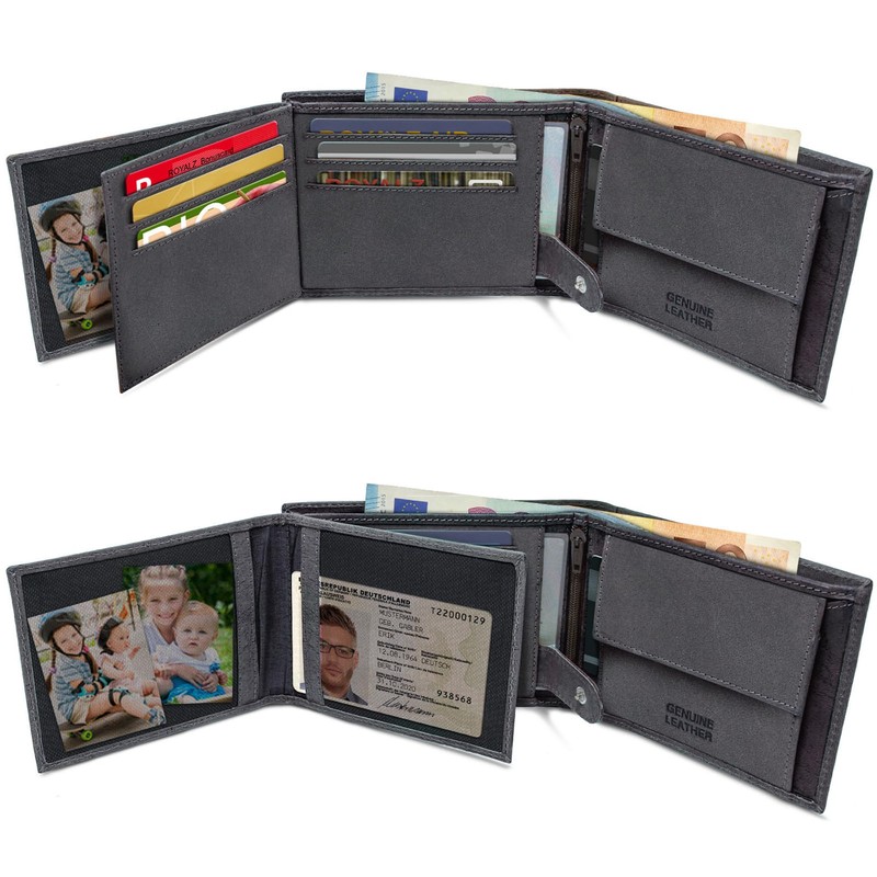 ROYALZ 'Detroit' Men's Leather RFID Protection Wallet Compact Wallet Landscape