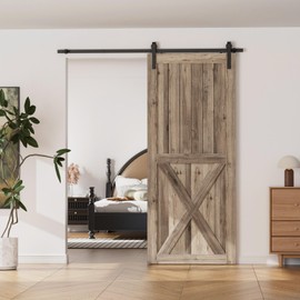 CCJH 5FT Single Sliding Barn Door Hardware Kit Black Basic Roller Carbon Steel Hanger Flat Track System for Closet Kitchen 1 Door 30 inch Wide