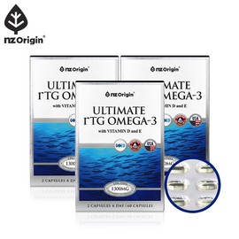 NZ Origin [3 Bottles] NZ Origin Ultimate rTG Omega 3 Vitamin D & E (Total 3-Month Supply) / [3통] 엔젯오리진 얼티메이트 rTG 알티지 오메가3 비타민D&E (총3개월분)