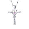 Suplight 925 Sterling Silver Cross Necklace Women June Birthstone Infinity