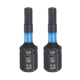 sourcing map 2pcs H1/8 SAE Hex Screwdriver Bit 1/4" Hex Shank 25mm/1" Length Magnetic Hexagon Head Hex Bits S2 Steel Screw Driver Bit Industrial Grade Electric Drill Bits