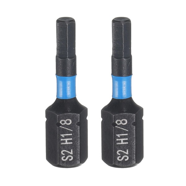sourcing map 2pcs H1/8 SAE Hex Screwdriver Bit 1/4" Hex