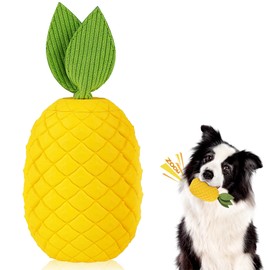 FurtasticFinds Pineapple Dog Toy for Aggressive Chewers, Indestructible Chew Toy with Squeaker, Durable Nature Rubber for Large Breed Dogs, Interactive Play, Teeth Cleaning, Boredom Relief