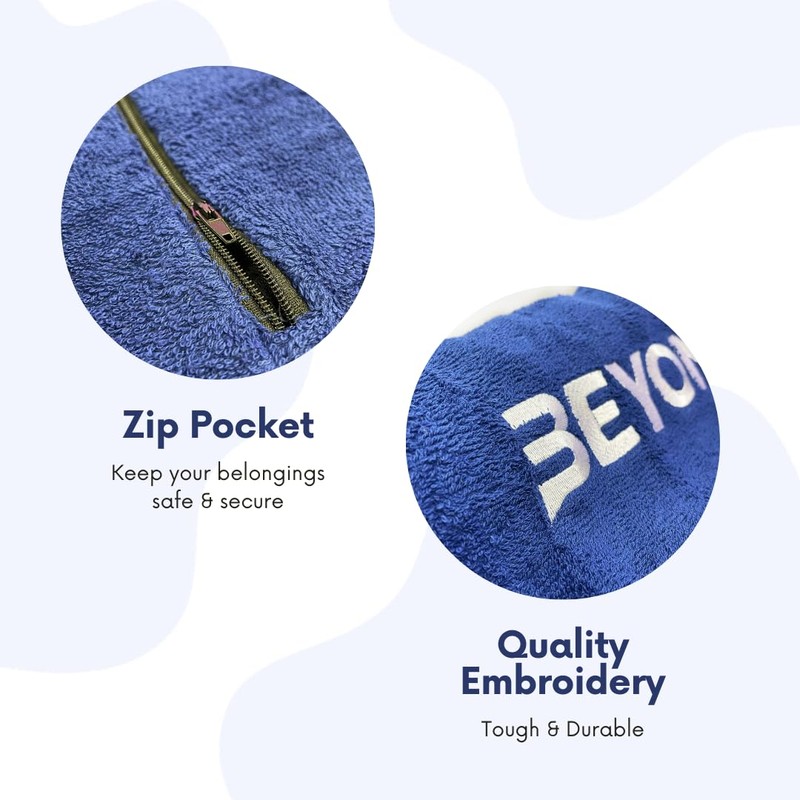 Beyond Gym Towel with Zip Pocket Cotton, High Absorbent for