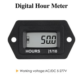 NInE-ROnG Digital LCD Hour Meter AC/DC 5V to 277V,Data Storage for Go-kart Lawn Mower Tractor Generator Club Car Washer Marine ATV Motor Compressor
