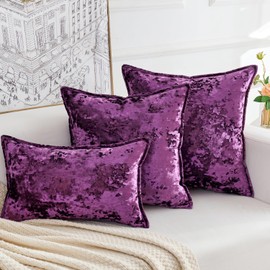 Yonous Premium Series, Crushed Velvet Cushion Covers, Luxury Thick Throw Pillow for Home Decor, Eggplant Purple, 18 x 18 Inch / 45 x 45 cm