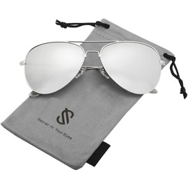 SOJOS Classic Aviator Polarized Sunglasses for Men Women Vintage Retro Style,Silver/Silver,62mm