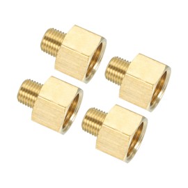 PATIKIL Pack of 4 Brass Pipe Fitting Hexagonal Reducer, 1/2 Inch NPT Male to 1/4 Inch NPT Female Adapter Pipe Extension Fittings for Bath Spout Shower, Golden