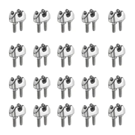 sourcing map 20 Pcs M2 Stainless Steel Wire Rope Clip Clamps, 1/16" Wire Rope U-Bolt Cable Clamps Saddle Fastener for Wire Rope Rigging Tent Rope Guardrail System