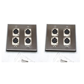 (2) Two Four XLR Double Wall Plates w/Neutrik NC3FD-L-1 Female Stainless Steel