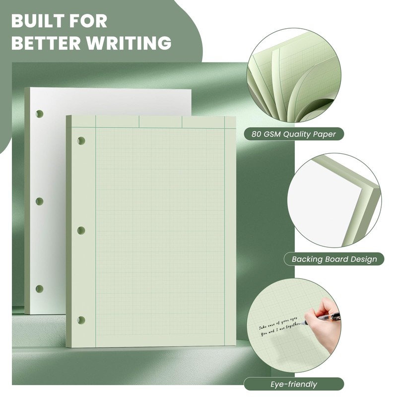 Engineering Paper 8.5 x 11, 100 Sheets Top Glue Binding