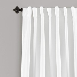 Lush Decor Zuri Flora Light Filtering Window Curtain Panel Pair, 52" W x 84" L, White & Black