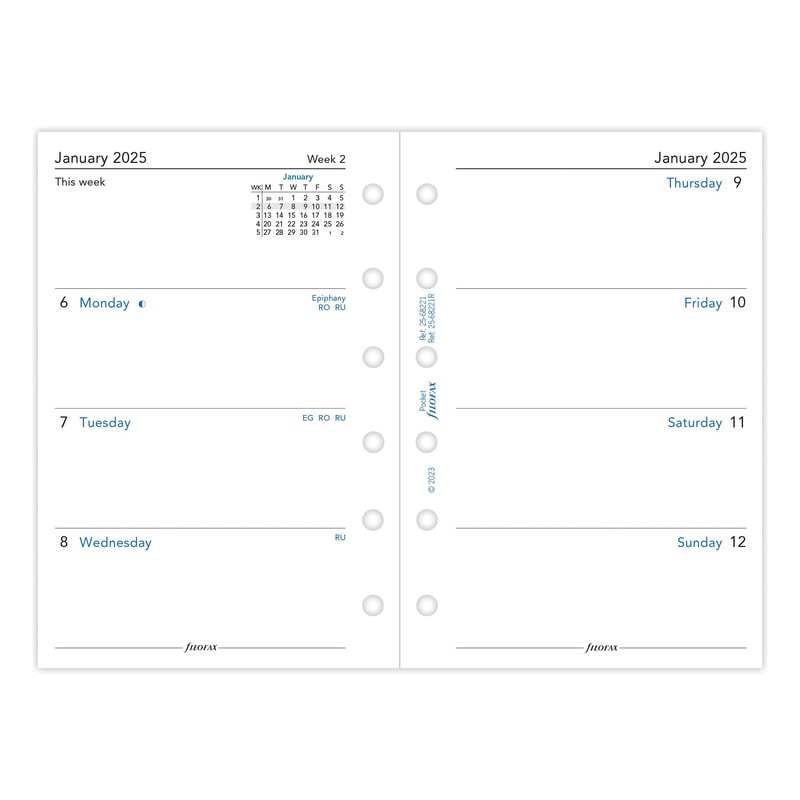Pocket Week on two pages English 2025