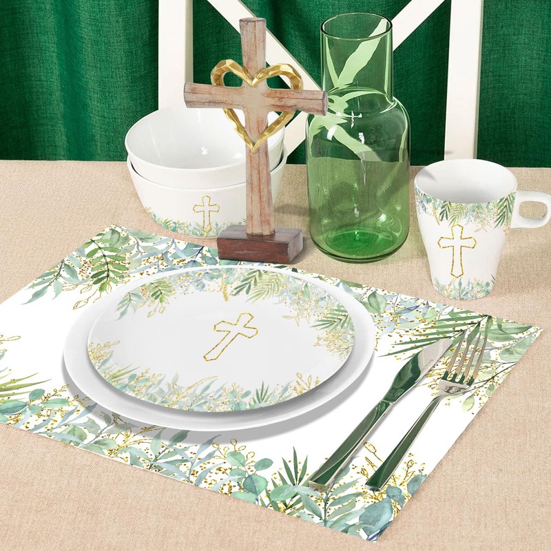 Paper Placemats Disposable 50 Pack Blessed Cross Placemats 16x 11