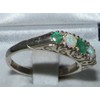 Luxury Solid Sterling Silver Natural Emerald & Opal Victorian Style
