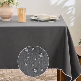 Simple&Opulence 140x200cm Table Cloth Rectangle, 280GSM Cotton Canvas Tablecloth, Waterproof & Wipeable & Durable, 6-8 Seats Table Cover for Dining, Kitchen, Outdoor, Grey
