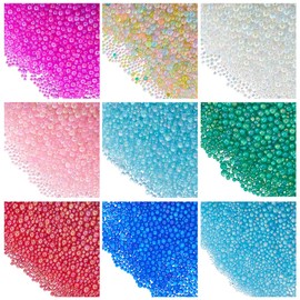 SUNNYCLUE 180 G 9 Colors 0.6~3mm Tiny Nail Art Beads Nail Craft Bead Small Mini No Hole Bubble Glass Makeup Colorful Caviar Nails Bead for DIY 3D Nail Arts Jewellery Filling Craft Decoration Accessory