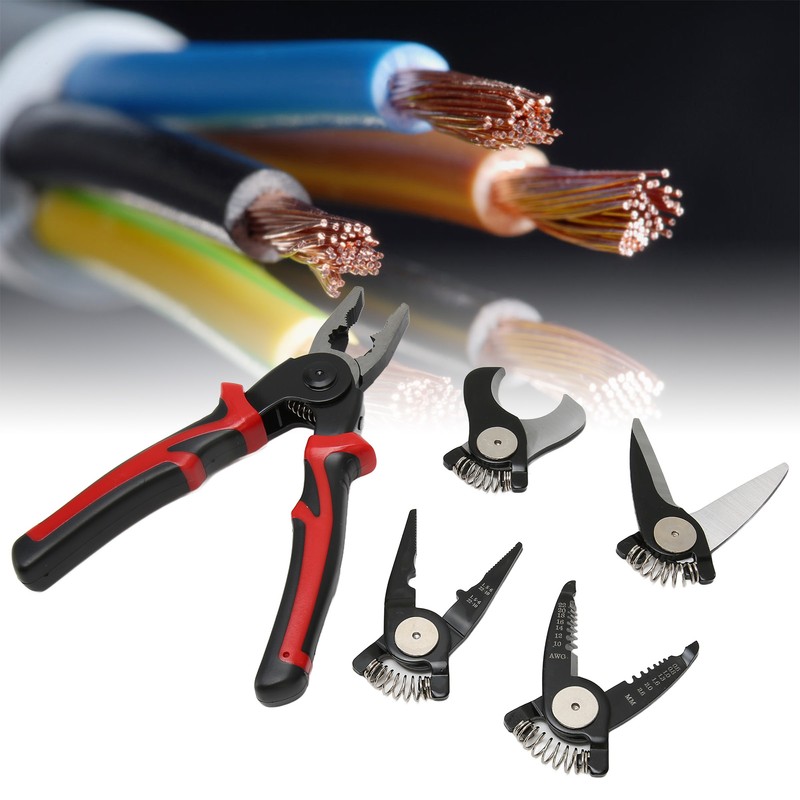 Wire Cutters Tool Steel 5 Replaceable Heads Anti Slip TPR