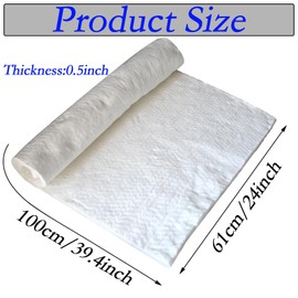 Ceramic Fiber Blanket, Fireproof Insulation Baffle Rated to 2400F,Insulation Blanket for Wood Stove Baffle, Fireplace, Pellet Stove, Chimney, Furnace, Boiler, Pizza Ovens and Forge（39.4x24x0.5inch）