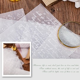 Aromoty 40 sheets Scrapbook Paper Embossing Translucent Vellum Paper Craft Scrapbooking Supplies Paper Art White Cardstock Printable Paper for Junk Journal Journaling DIY Materials Envelopes,4x5.7inch