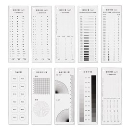 HARFINGTON High Precision SEC Size Estimation Chart Transparency Flaw Detection Film Ruler for Diameter Area and Line Width Protractor R Angle Defects Measuring