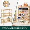 Smiry Shoe Rack, 2 Tier Bamboo Shoe Organizer, Stackable Free