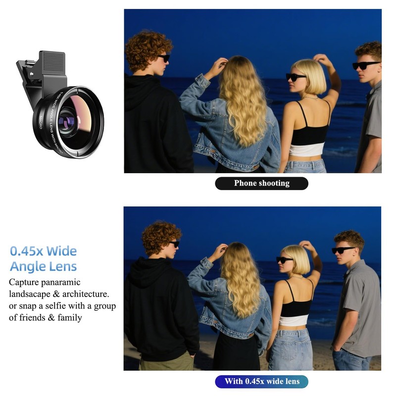 KWTOUL Phone Camera Lens 2 in 1 Phone Lens Kit,