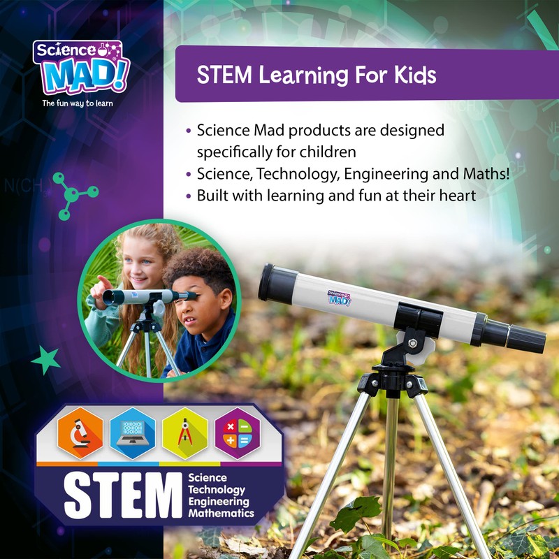 Science Mad 30mm Telescope For Kids - Fun and Easy