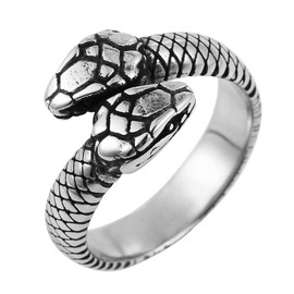 HZMAN Snake Ring Men Women Gothic Jewelry Retro Animal Fashion Personality Stainless Steel Ring, Metal, No Gemstone