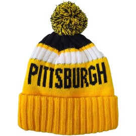 Vkawesr City Beanie Knit Hat with Pom Winter Cuffed Cap Sport Fans Gift for Men Women