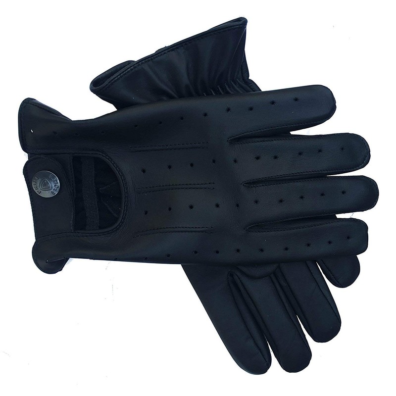 Real Soft Leather Mens Driving Gloves Without Lining (Black, Medium)