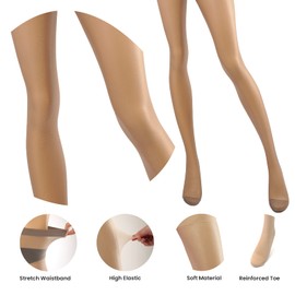 2 Pairs Women's Tights Sheer - Silky Tights 20D Ultra Thin High Waist Tights Control Top Pantyhose Stockings Tights